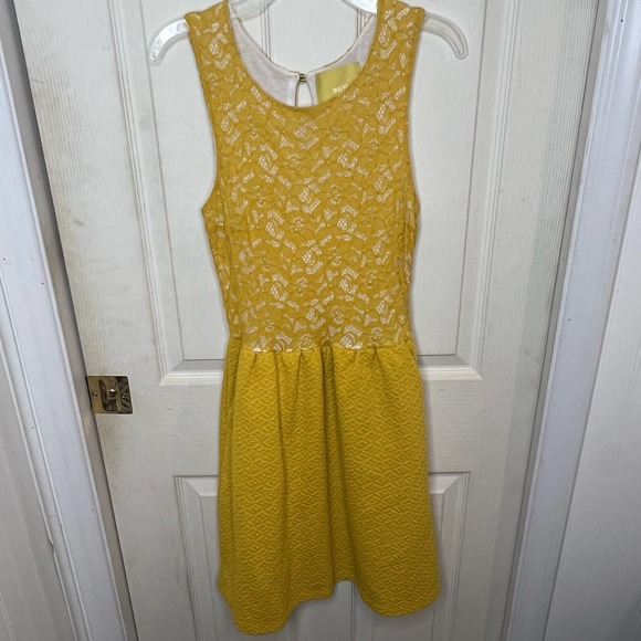 Anthropologie Maeve Vera Lace Mustard Yellow Dress Size Xsmall - Picture 6 of 12